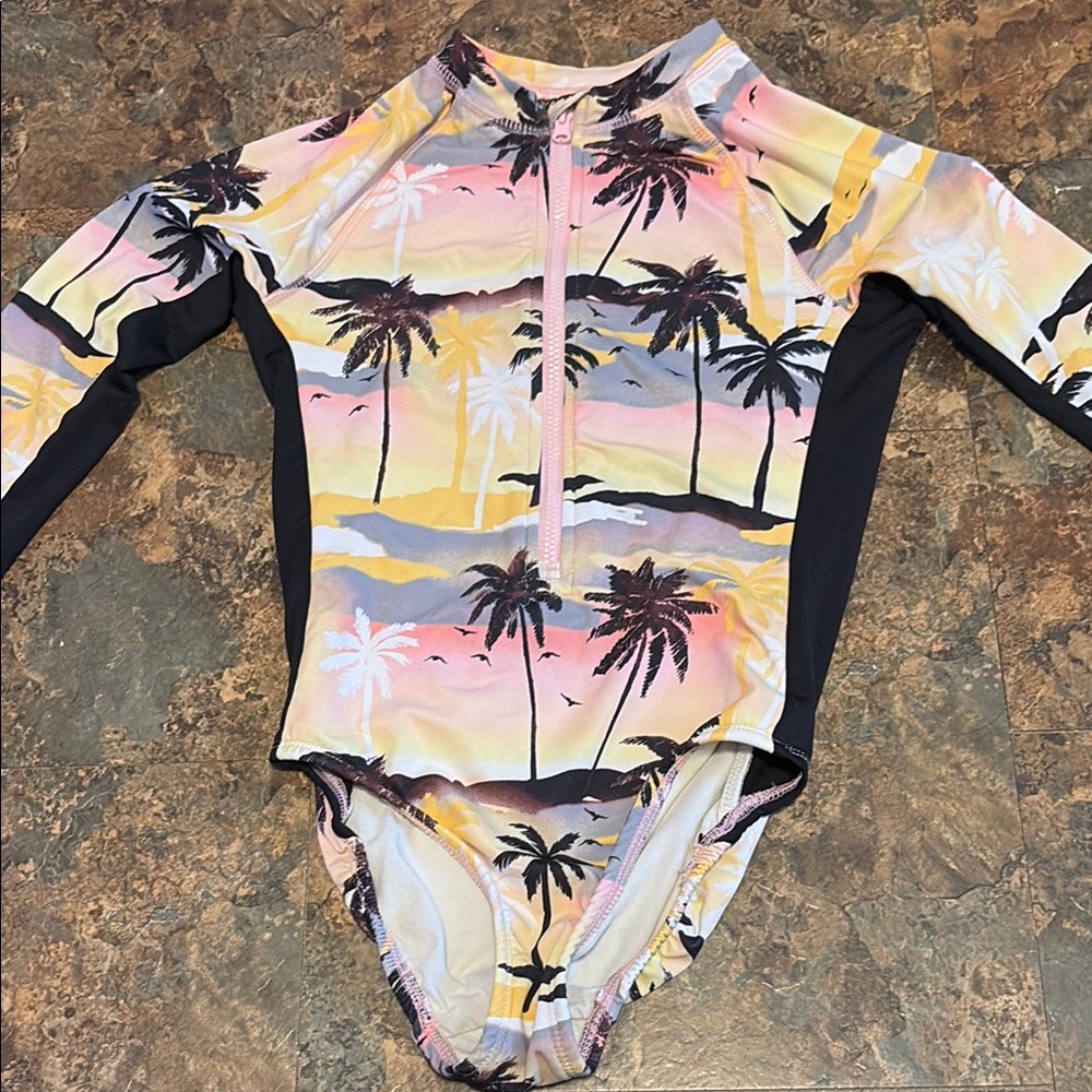 Wonder Nation Pink and Yellow Rashguard Swimwear
